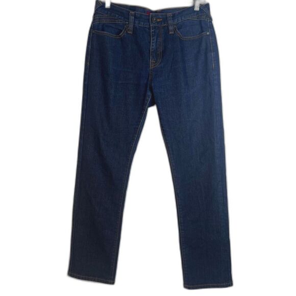 GUESS Dark Wash Denim Blue Jeans Cosmetic Back Zip Pockets Size 31/30 - Picture 1 of 10